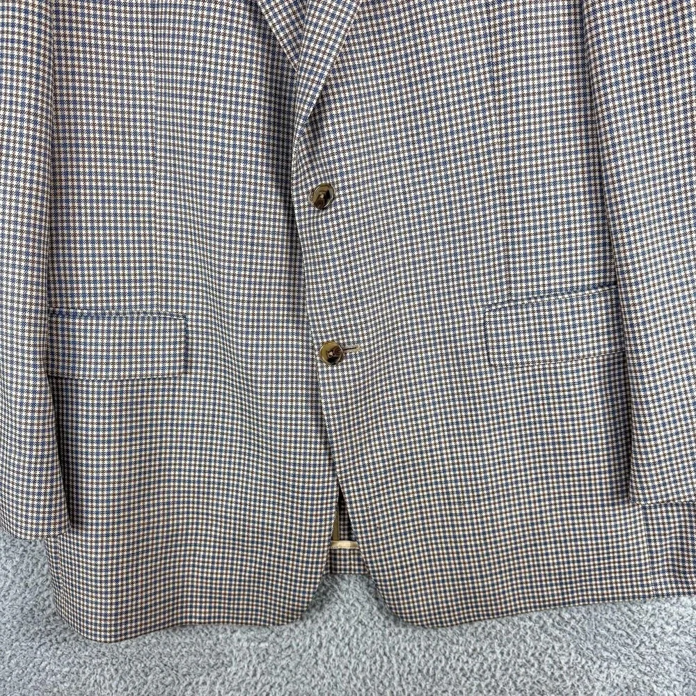 Austin Reed Blazer Mens 44R Blue‎ Brown Check Wool Sport Coat Made USA Dillard's